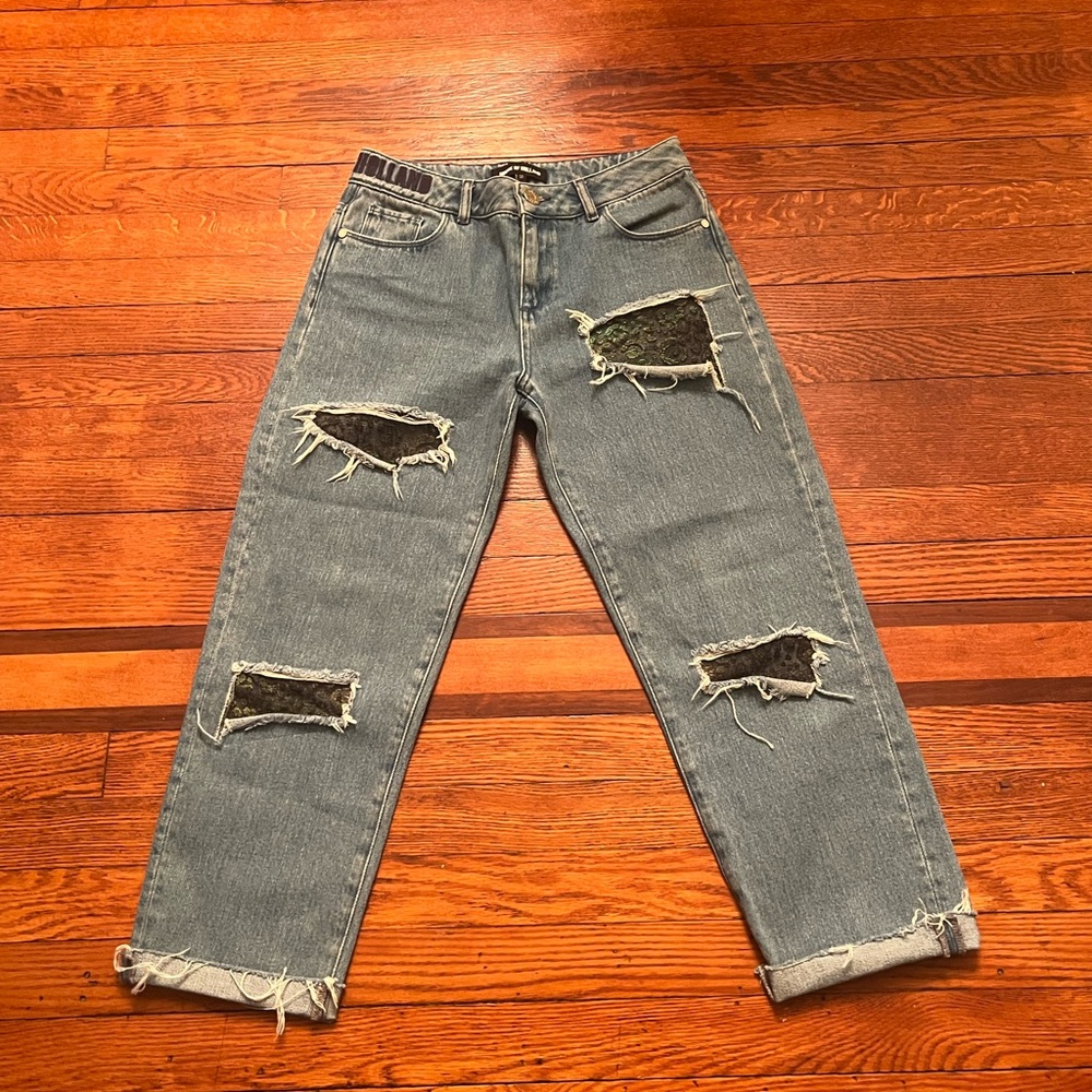 House of Holland women’s jeans lace cutouts beautiful rare size 2 NWOT